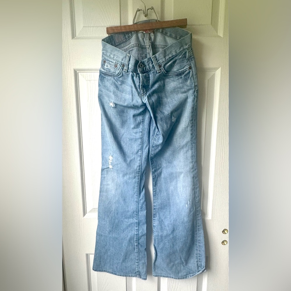 Lucky Brand Blue Flare Distressed Jeans